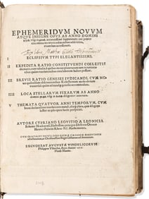 Cyprian Leovitius [Lvovick˝ or Leowitz]. Ephemeridum Novum. Augsburg: Excudebat in platea