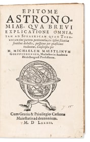 Michael Maestlin. Epitome Astronomiae. John Evelyn's Copy. Heidelberg: Jacobus Mylius, 1582.