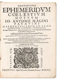 Giovanni Antonio Magini. Continuatio Ephemeridum Coelestium Motuum. Venice: Apud Haeredem Damiani