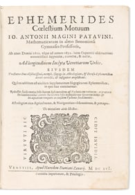 Giovanni Antonio Magini. Ephemerides Coelestium Motuum. Venice: Apud Haeredem Damiani Zenarij, 1616.