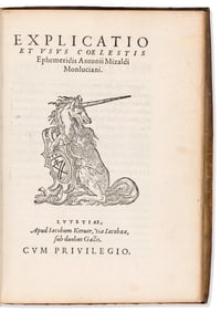 Antoine Mizauld. Ephemeris Coelestis Anni huius Labentis 1555. Paris: Apud Jacobum Kerver, 1555.