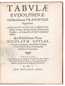 Jean-Baptiste Morin. Tabulae Rudolphinae ad Meridianum Uraniburgi Supputatae. Paris: Apud Authorem