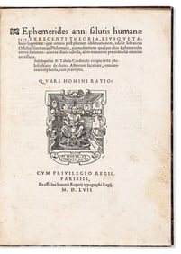 Jofrancus Offusius. Ephemerides Anni Salutis Humanae 1557. Paris: Ex officina Ioannis Royerij, 1557.
