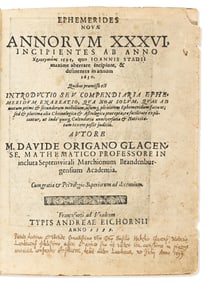 David Origanus. Ephemerides Novae Annorum XXXVI Incipientes ab Anno 1595. Frankfurt: Typis Andreae