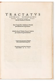 Georg von Peurbach. Tractatus super Propositiones Ptolemaei de Sinubus & Chordis. Nuremberg: Johann