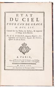 Alexandre-Gui PingrÈ. Etat du Ciel. Paris: Chez Durand & Pissot, 1754.