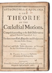 Thomas Streete. Astronomia Carolina. A New Theorie of the Coelestial Motions. London: Printed for
