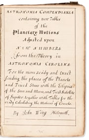 John Wing. Astronomia Compendiaria, Containing New Tables of the Planetary Motions. Manuscript on