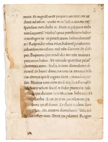 Bible Leaf in Latin. New Testament in Latin. Manuscript Leaf. ?France, 12th Century.