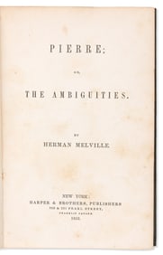 Herman Melville. Pierre; or, the Ambiguities. New York: Harper & Brothers, 1852.