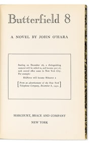 John O'Hara. Butterfield 8. New York: Harcourt, Brace and Company, 1935.