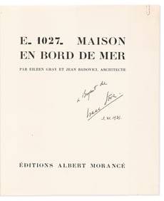 Eileen Gray & Jean Badovici. E-1027 Maison en Bord de Mer. Paris: …ditions Albert MorancÈ