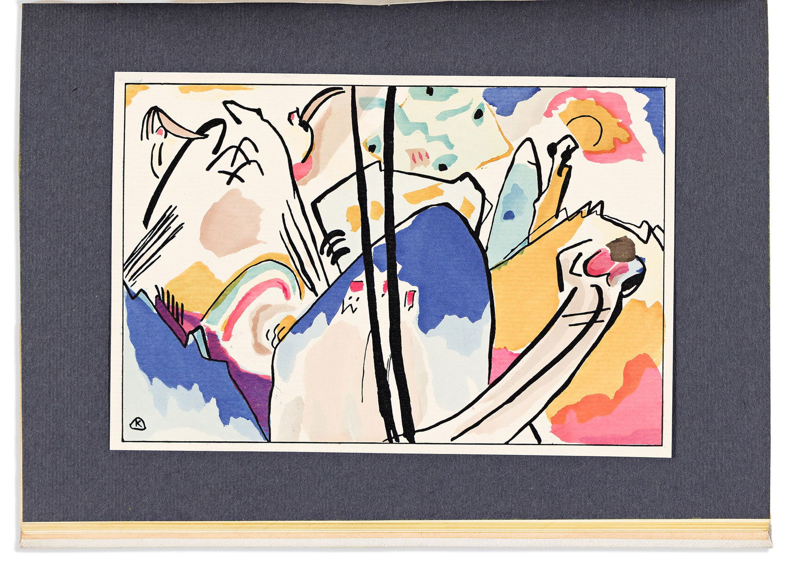 Wassily Kandinsky & Franz Marc. Der Blaue Reiter. Munich: R. Piper & Co., 1914.: Wassily Kandinsky (1866-1944) & Franz Marc (1880-1916) Der Blaue Reiter. Munich: R. Piper & Co., 1914.Second edition, limited issue, quarto; with four tipped in pochoir plates protected by printed tis