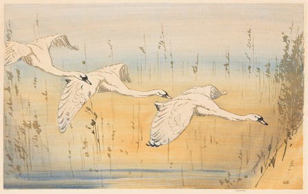 Allen William Seaby (1867-1953) Swans in Flight, 1930.