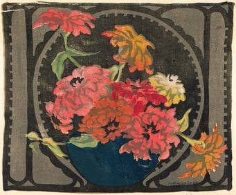 Katherina Larson (20th Century) Flowers in Blue Vase.