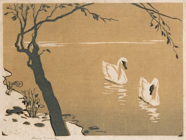 Louis L Novak (1903-1988) Swans.