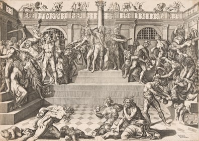 Nicolas Beatrizet (1507-1565) after Baccio Bandinelli, The Massacre of the Innocents, circa 1525.