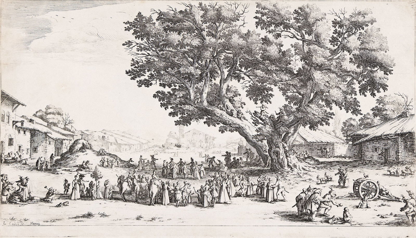 Jacques Callot (1592-1635) La Foire de Gondreville, 1625.: Jacques Callot(1592-1635)La Foire de Gondreville.Etching, 1625.Second state (of 4), before the address of Silvestre. With thread margins on the lower edge, otherwise trimmed on the plate mark. Crowned