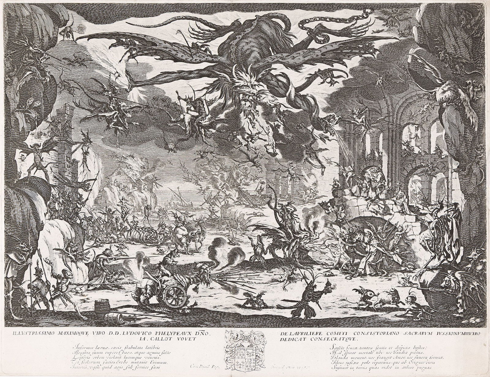 Jacques Callot (1592-1635) La Tentation de Saint-Antoine, 1635.: Jacques Callot(1592-1635)La Tentation de Saint-Antoine.Etching, 1635.Fifth state (of 5). Lieure 1416.Plate: 14 x 18 1/4 in. (35.5 x 46.3 cm.), narrow margins. Other Notes:According to the