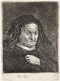 Rembrandt van Rijn (1606-1669) The Artist's Mother with her Hand on her Chest: Small Bust, 1631.