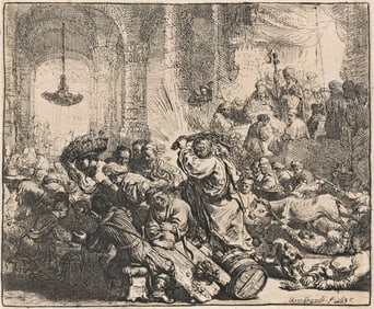 Rembrandt van Rijn (1606-1669) Christ Driving the Money Changers from the Temple, 1635.