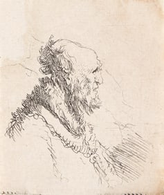 Rembrandt van Rijn (1606-1669) Bald Old Man with a Short Beard, in Profile Right, circa 1635.