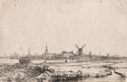 Rembrandt van Rijn (1606-1669) View of Amsterdam from the Kadijk, circa 1641.