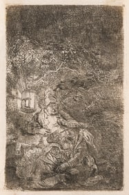 Rembrandt van Rijn (1606-1669) The Rest on the Flight into Egypt: A Night Piece, circa 1644.