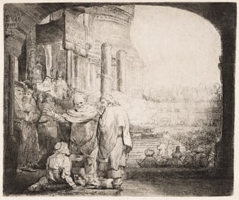Rembrandt van Rijn (1606-1669) Peter and John Healing the Cripple at the Gate of the Temple, 1659.