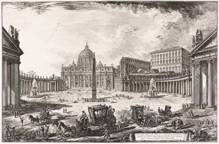 Giovanni B. Piranesi (1720-1778) Veduta della Gran Piazza e Basilica di S. Pietro, 1772.