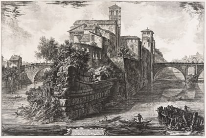 Giovanni B. Piranesi (1720-1778) Veduta dell'Isola Tiberina, 1775.