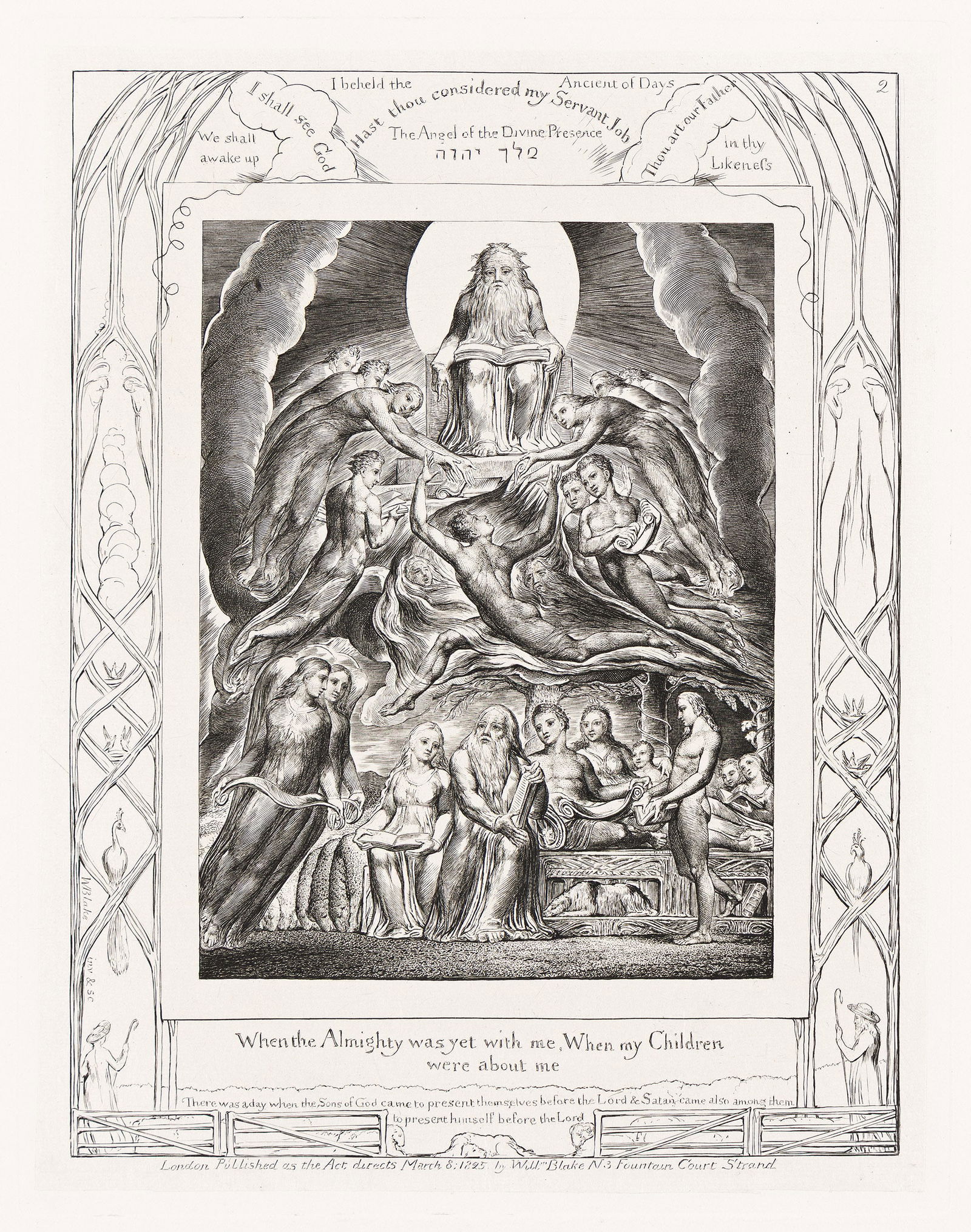 William Blake (1757-1827) Illustrations of the Book of Job, 1823-25.: William Blake(1757-1827)Illustrations of the Book of Job.Complete set of 22 engravings on India appliquÈ, 1823-25.Edition of 100, printed in 1874. Published by J. Linnell, London. Bindman 625-646