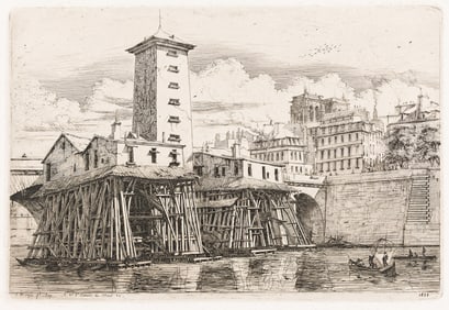 Charles Meryon (1821-1868) Le Pompe Notre-Dame,1852.