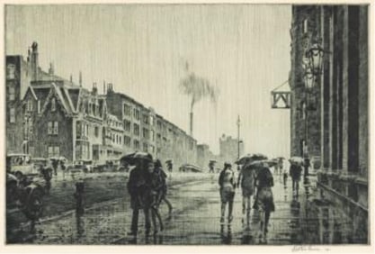 Martin Lewis (1881-1962) Rain on Murray Hill, 1928.