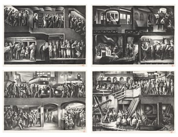 Benton Murdoch Spruance (1904-1967) The People WorkóMorning, Noon, Evening & Night, 1937.