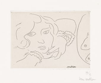 Henri Matisse (1869-1954) TÍte de jeune fille et deux cyprins dorÈs, 1929.