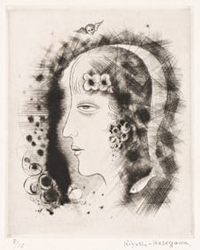 Kiyoshi Hasewaga (1891-1980) Profil avec poisson, 1925.