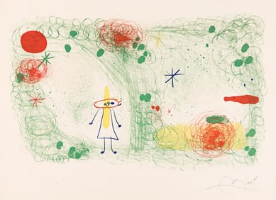 Joan MirÛ (1893-1983) Personnage dans un Jardin III, 1951.