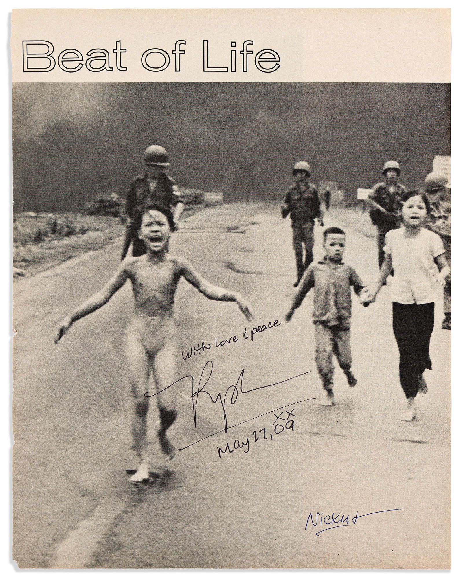 Nick Ut; and Phan Thi Kim Phuc. Photograph Signed, by both ("NickUt" and "KPh"). Np, nd; 27 May (1 of 1)
