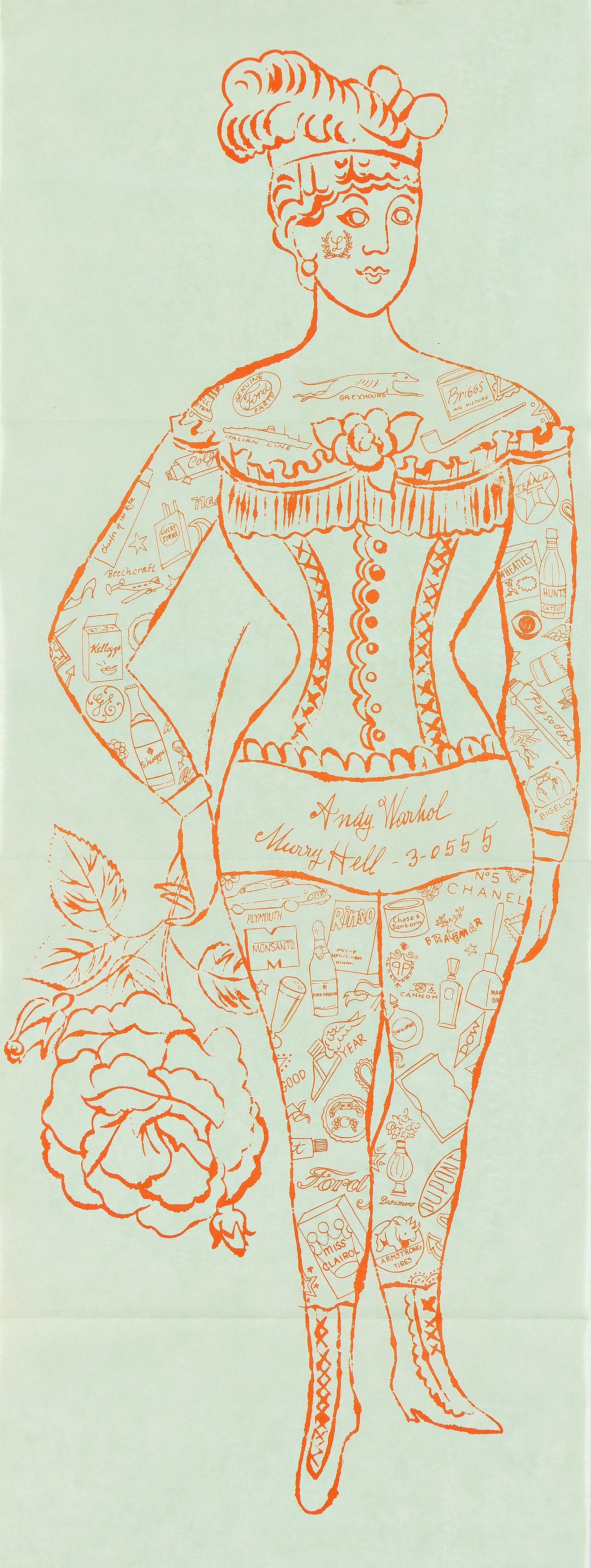 Andy Warhol (1928-1987), Tattooed Woman Holding a Rose, circa 1955.