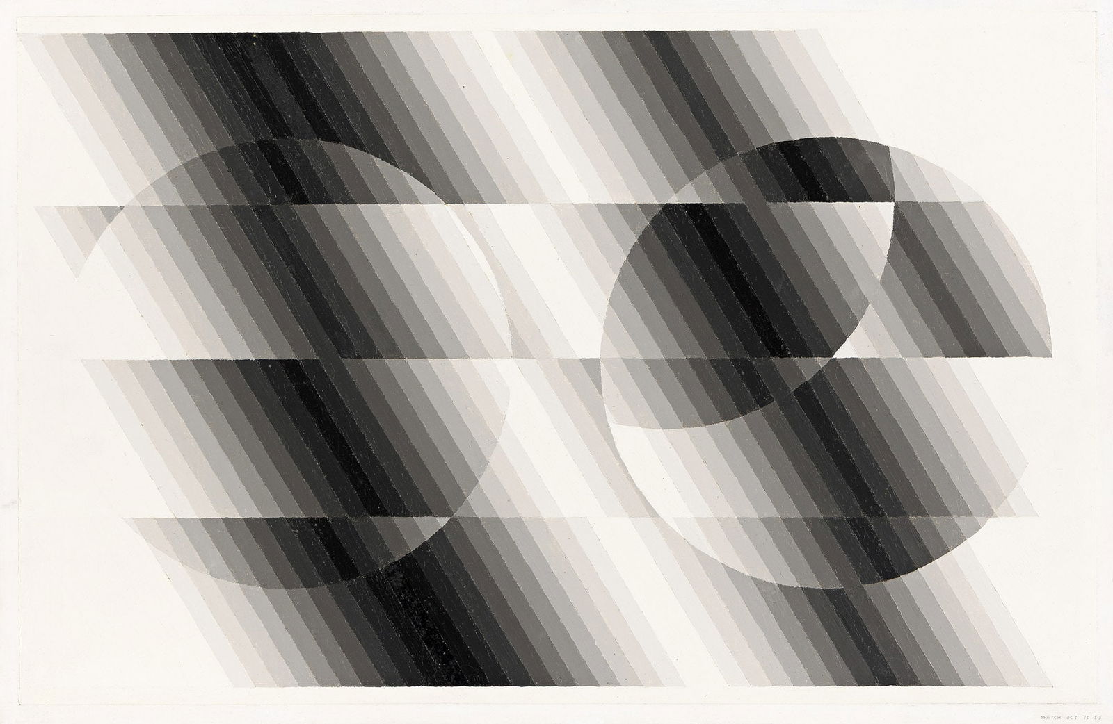 Sewell Sillman (1924-1992), Black and White, 1975.: Sewell Sillman(1924-1992)Black and White.Acrylic on masonite, 1975.Inscribed, dated and initialed in pencil, lower right. With the artist's estate stamp verso.20 1/2 x 13 3/8 in. (52.1 x 34 cm.)Frame: