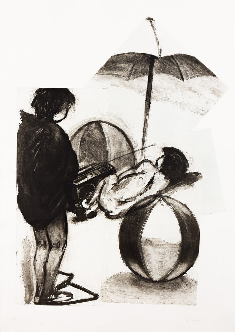 Eric Fischl (b. 1948), Beach Balls, 1982.: Eric Fischl(b. 1948)Beach Balls.Color etching with aquatint on wove paper, 1982.Signed, dated and numbered 16/40 in pencil, lower margin. Printed by Aeropress, Inc., New York, with the blind stamp low