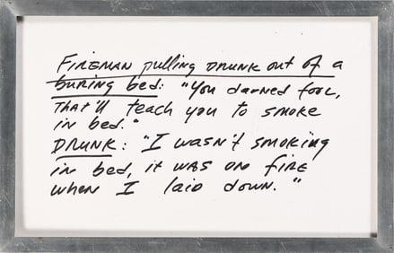 Richard Prince (b. 1949), Untitled (Joke: Fireman pulling drunk..) 1988.