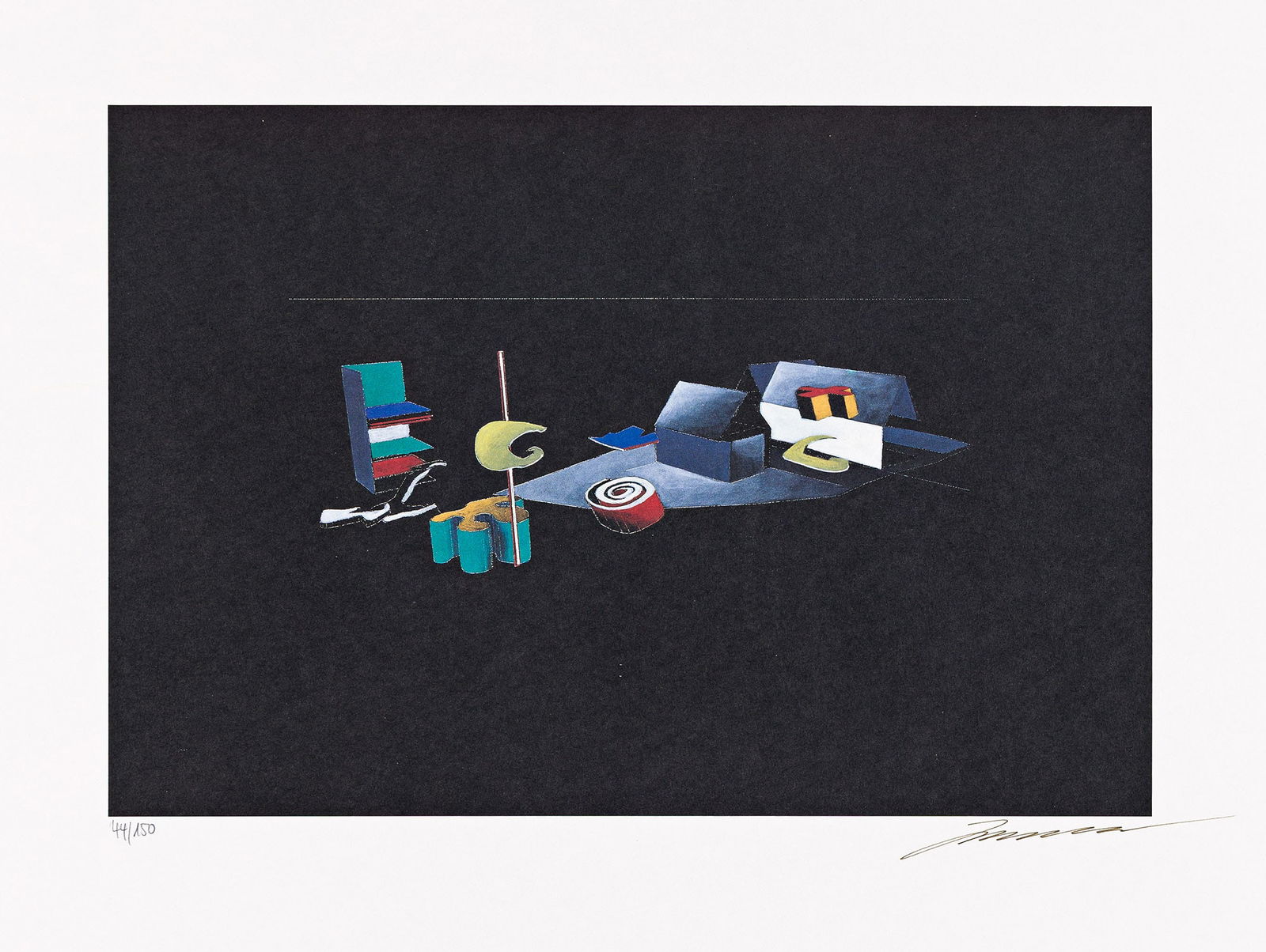 Zaha Hadid (1950-2016), Nabern.: Zaha Hadid(1950-2016)Nabern.Color offset lithograph on smooth wove paper.Signed in ink, lower right, and numbered 44/150 in pencil, lower left.Image: 9 1/4 x 13 5/8 in. (23.5 x 34.5 cm.), full margins