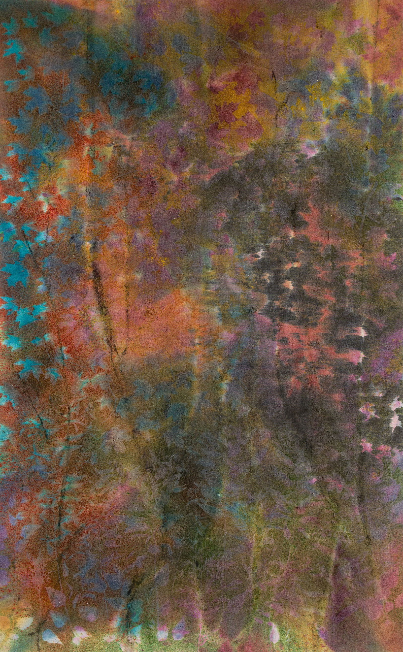 Sam Falls (b. 1984), Untitled (Laumeier 1, St. Louis, MI), 2019.: Sam Falls(b. 1984)Untitled (Laumeier 1, St. Louis, MI).Pigment on canvas, 2019.100 x 62 in. (254 x 157.5 cm.) Provenance:303 Gallery, New York (label).Private collection, New York.