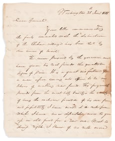 (AMERICAN INDIANS.) William H. Crawford. Letter on the Chehaw Massacre and Andrew Jackson.