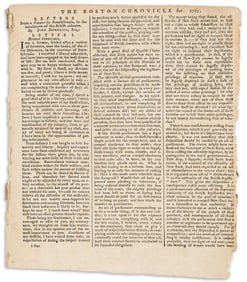 (AMERICAN REVOLUTION--PRELUDE.) The Boston Chronicle, with the Massachusetts Circular Letter,