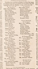 (AMERICAN REVOLUTION--1775.) List of casualties at Lexington and Concord, in an issue of
