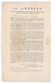 (AMERICAN REVOLUTION--1781.) An Address to Those of the People Called Quakers, who have been