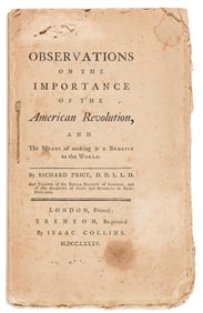(AMERICAN REVOLUTION--HISTORY.) Richard Price. Observations on the Importance of the American